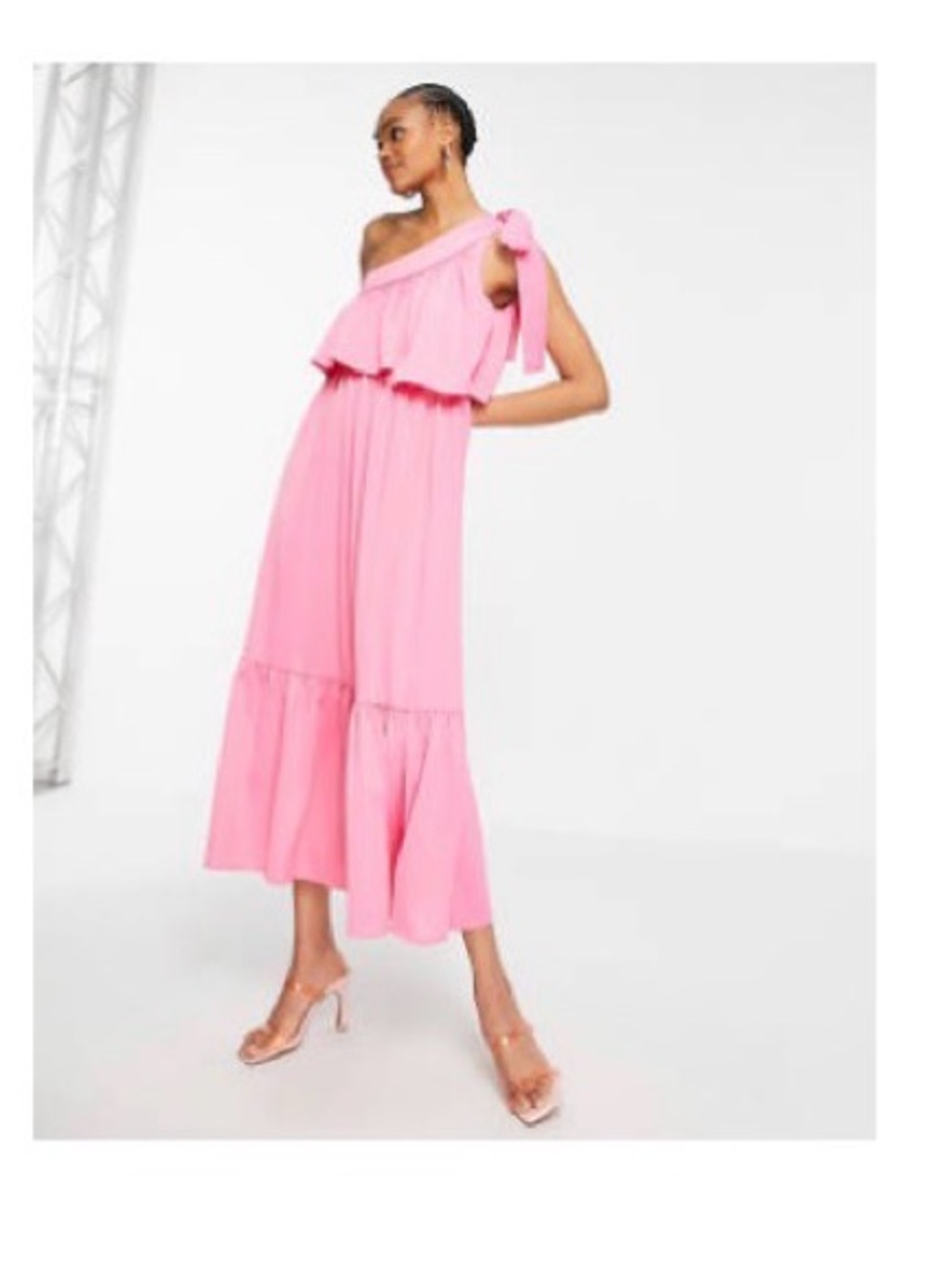 Pink One-Shoulder Maxi Dress Like New